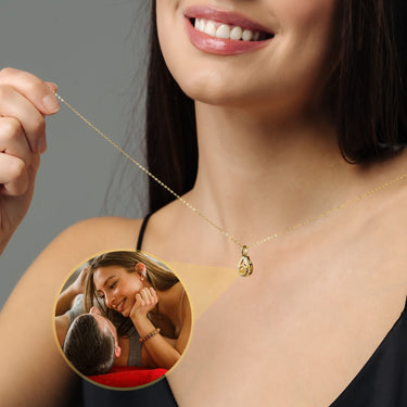 Drop Photo Personalised Necklace - Rose Gold Necklace - Custom Necklace Necklace Gold Brother & Sisters